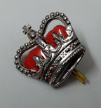 St Edwards Chrome Rank Crown With Red Backing 1.1" Made in England
