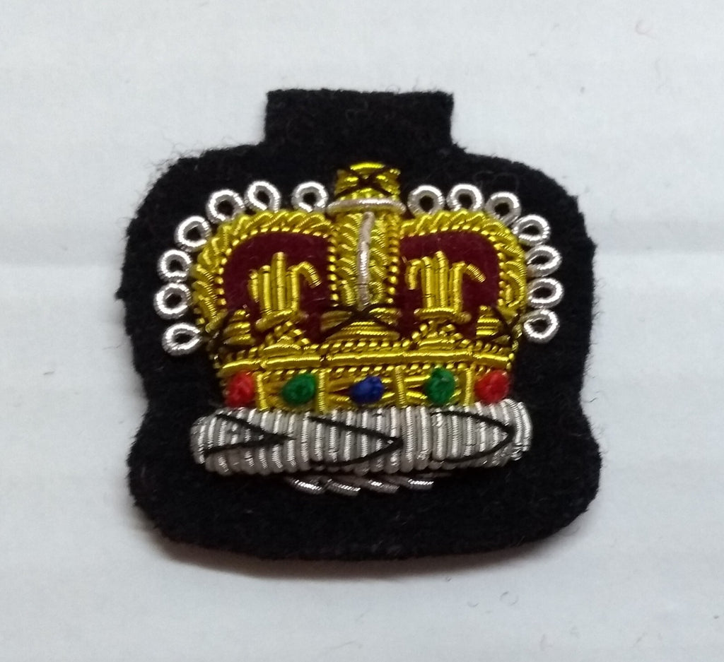 Staff Sergeant Crown No1 SSGT Black British Army Hand Embroidered Arm Patch