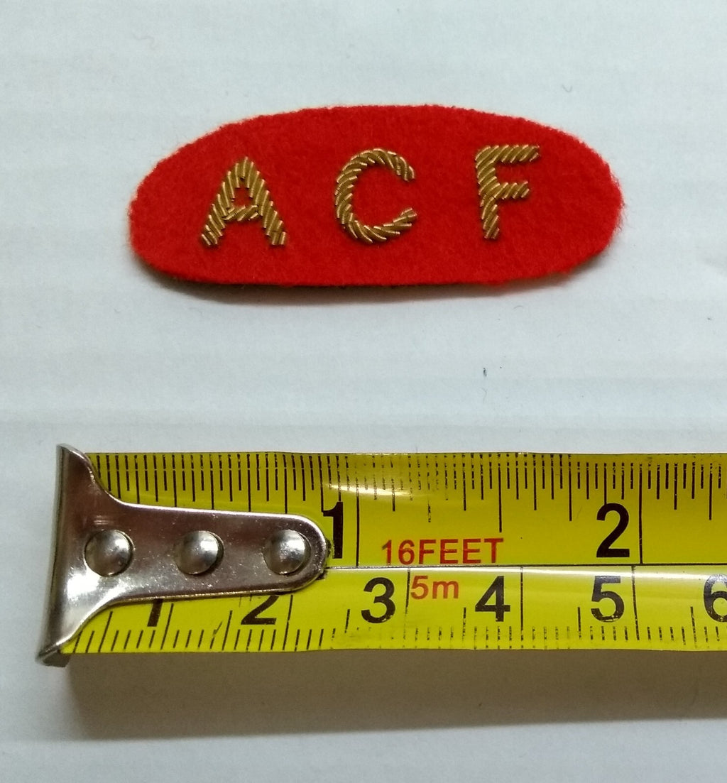 Mess Kit Badge ACF British Army Red Felt Hand Embroidered Shoulder Title Patch