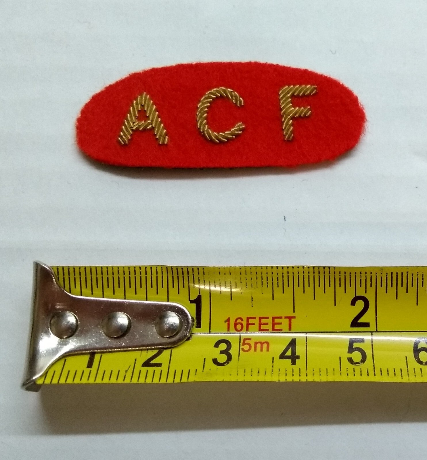 Mess Kit Badge ACF British Army Red Felt Hand Embroidered Shoulder Title Patch