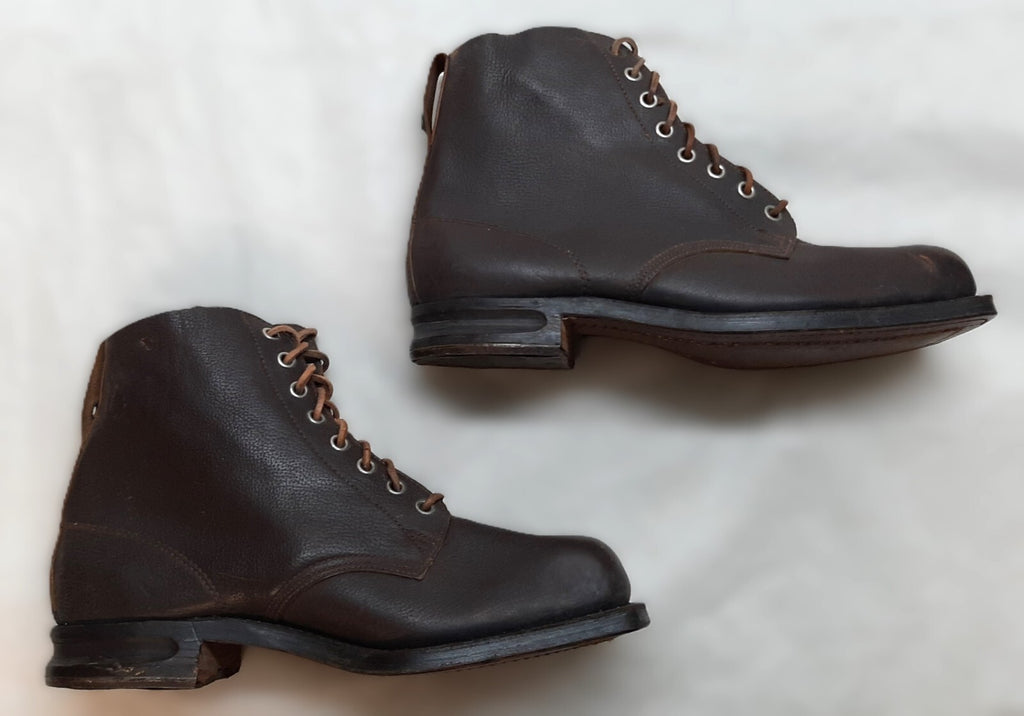 Vintage Army Boots Brown Leather WW2 Pattern 1947 Heel Plates Stitched Sole EU49