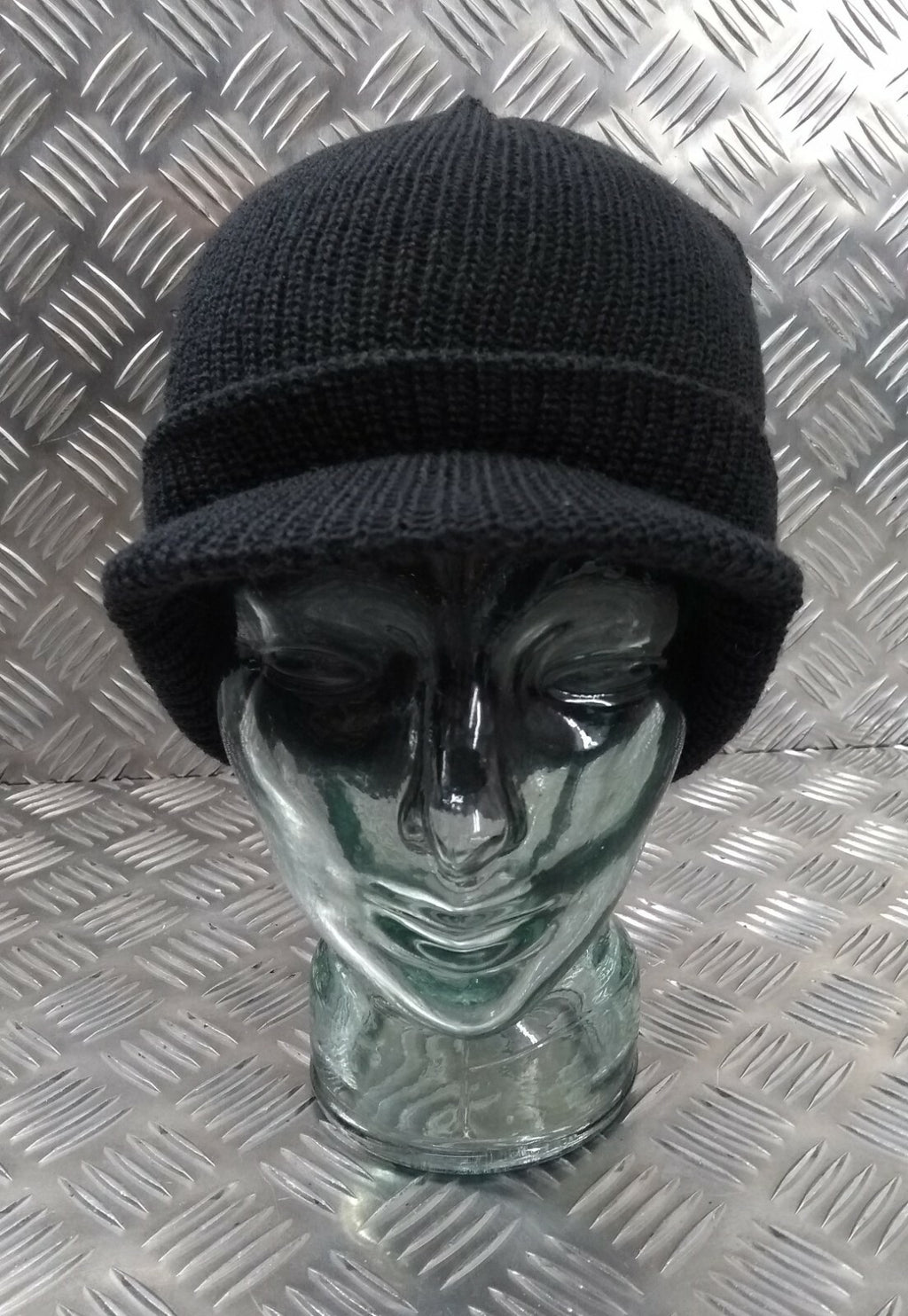 Genuine US Army Black / Stealth Peak Radar Hat / Peaked Watch Cap 100% Wool NEW