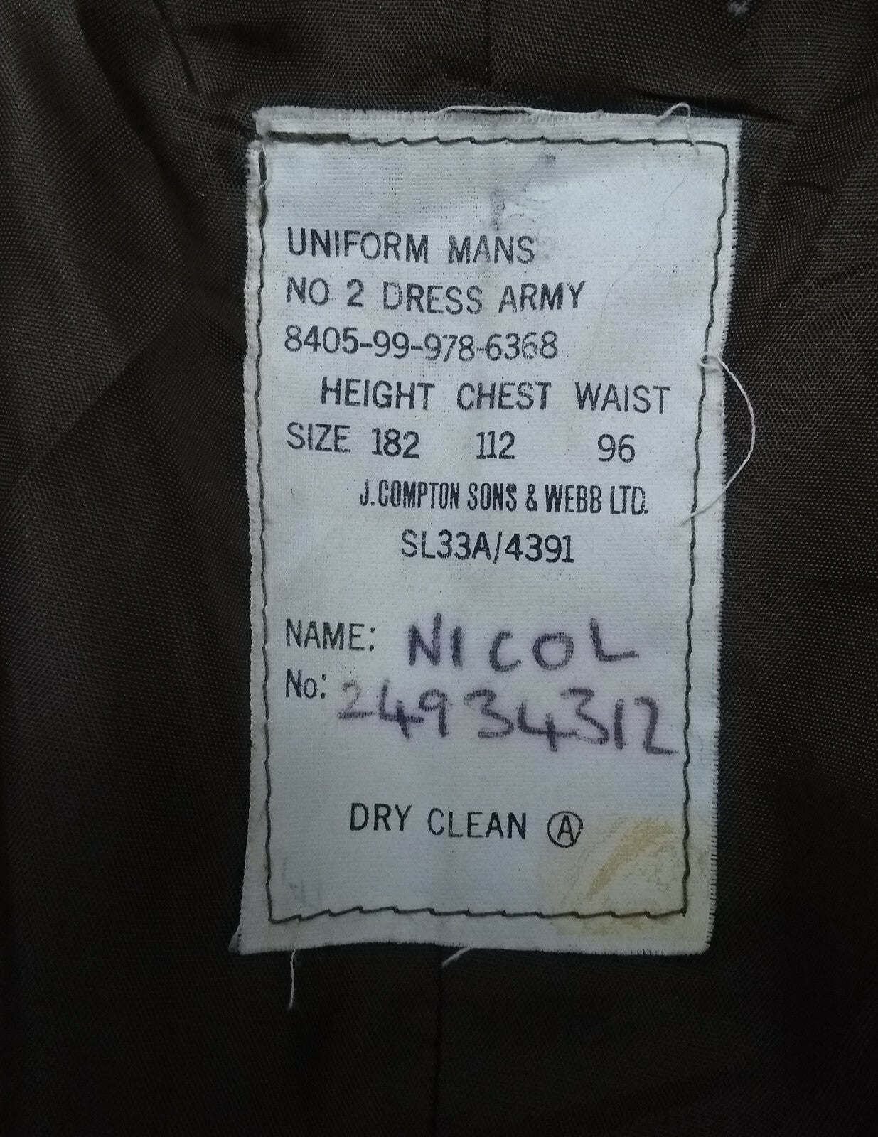 British Army No2 REME Regiment Dress Jacket Fully Buttoned With Insignia Patches