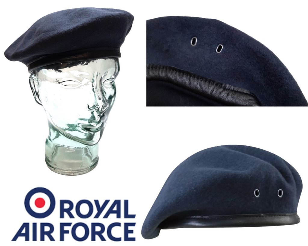RAF Royal Air Force Berets Wool Knitted With Leather Rim Size 55cm Job Lot x10