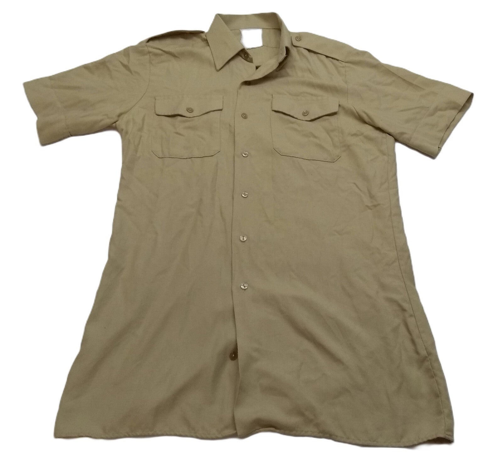 Vintage Combat Shirt Army Style Fawn / Khaki Dress Short Sleeves Size 15.5
