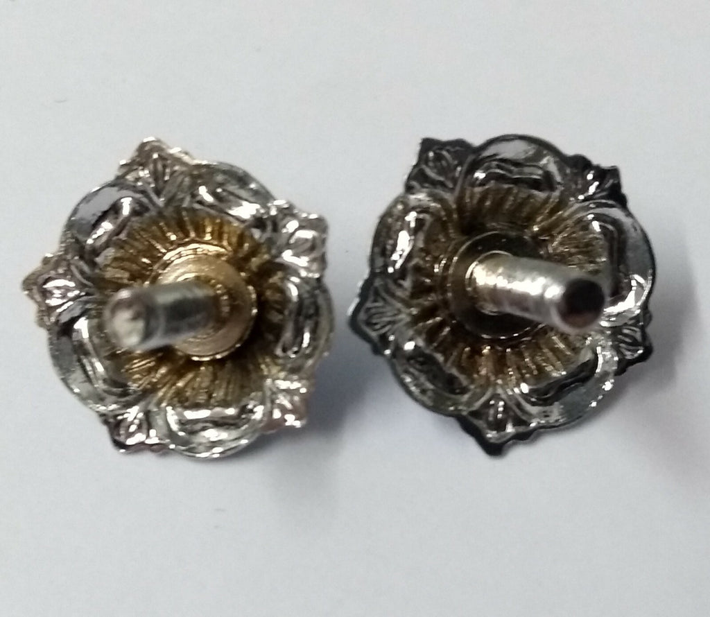 Genuine Issue Small 15.8mm Chrome Rose Ornament Decorations X2 STD153