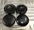 Vintage Issue 4 Hole Plastic Coat Buttons Black 26mm
