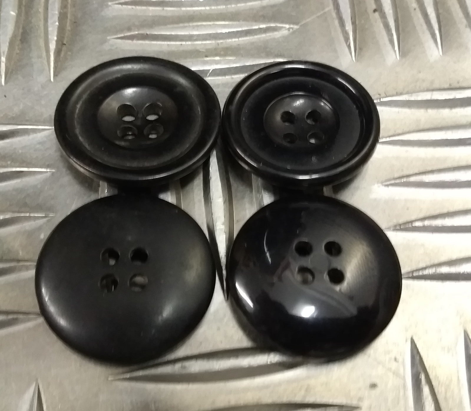 Vintage Issue 4 Hole Plastic Coat Buttons Black 26mm