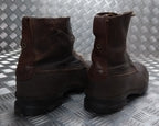 Vintage Brown Boots 1940s Pattern With 1960s Rubber Tread Sole 8 Eyelet Size 44
