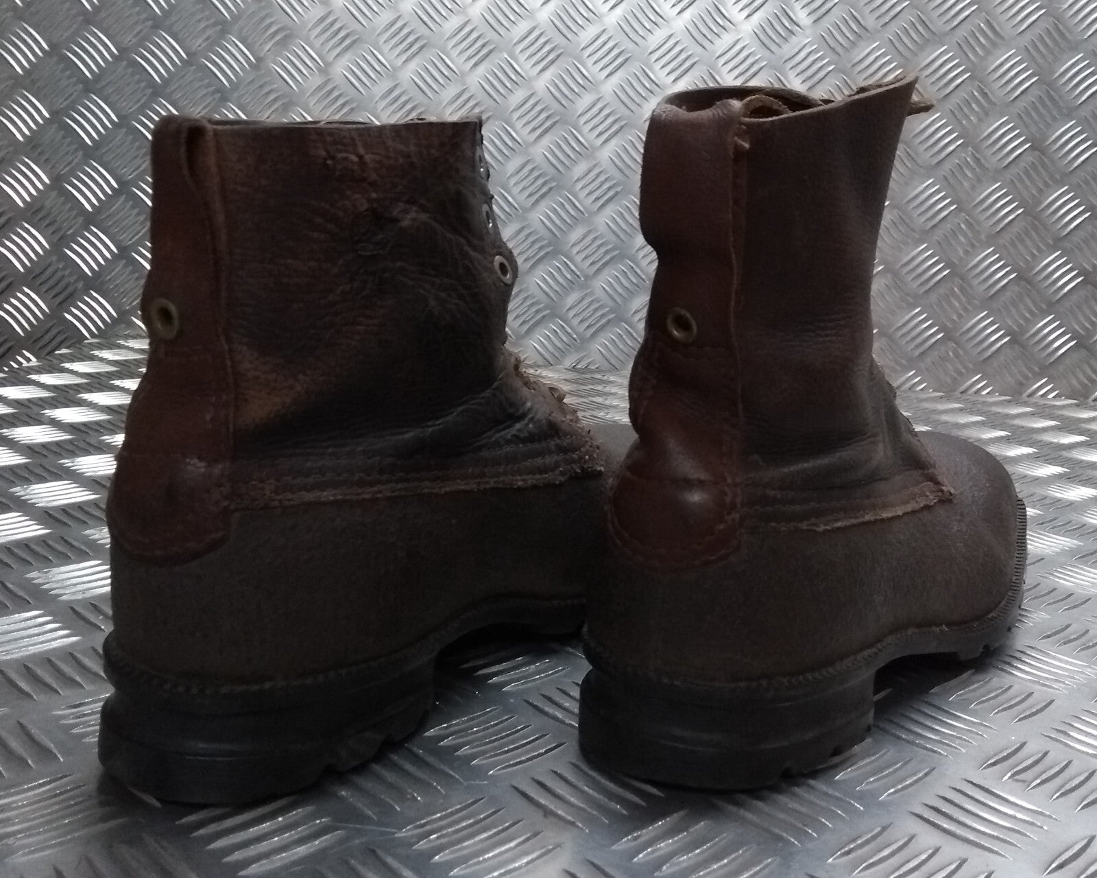 Vintage Brown Boots 1940s Pattern With 1960s Rubber Tread Sole 8 Eyelet Size 44