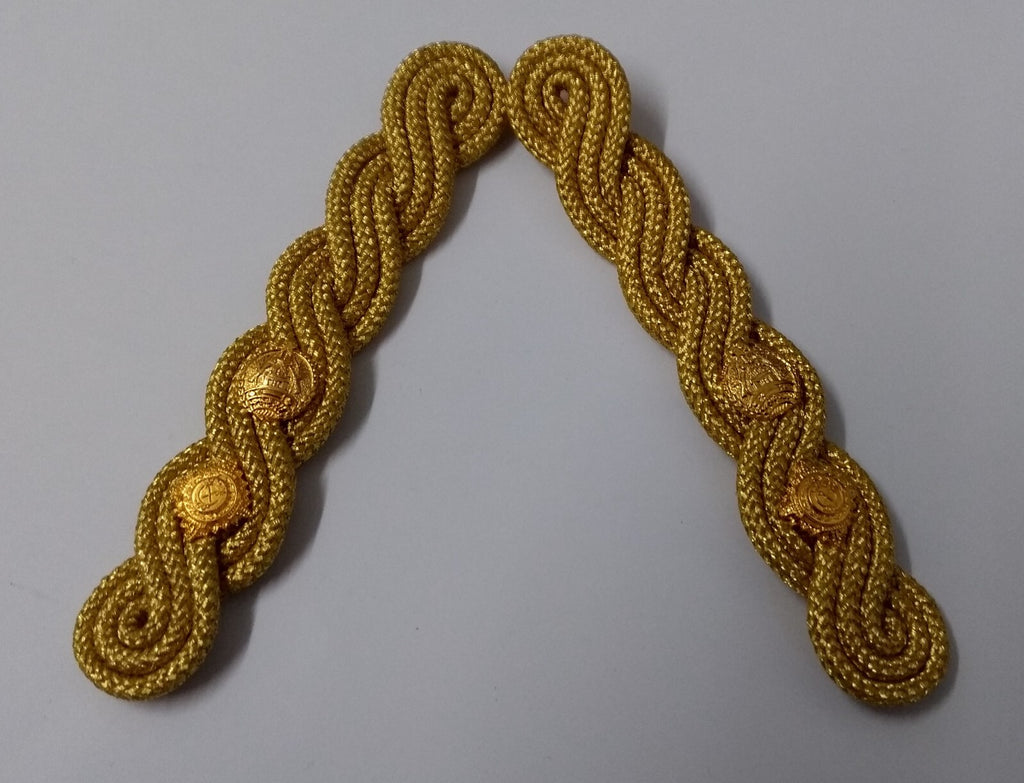 Lt Colonel Shoulder Cords Ceremonial Wire Cord Shoulder Epaulettes & Rank Pips