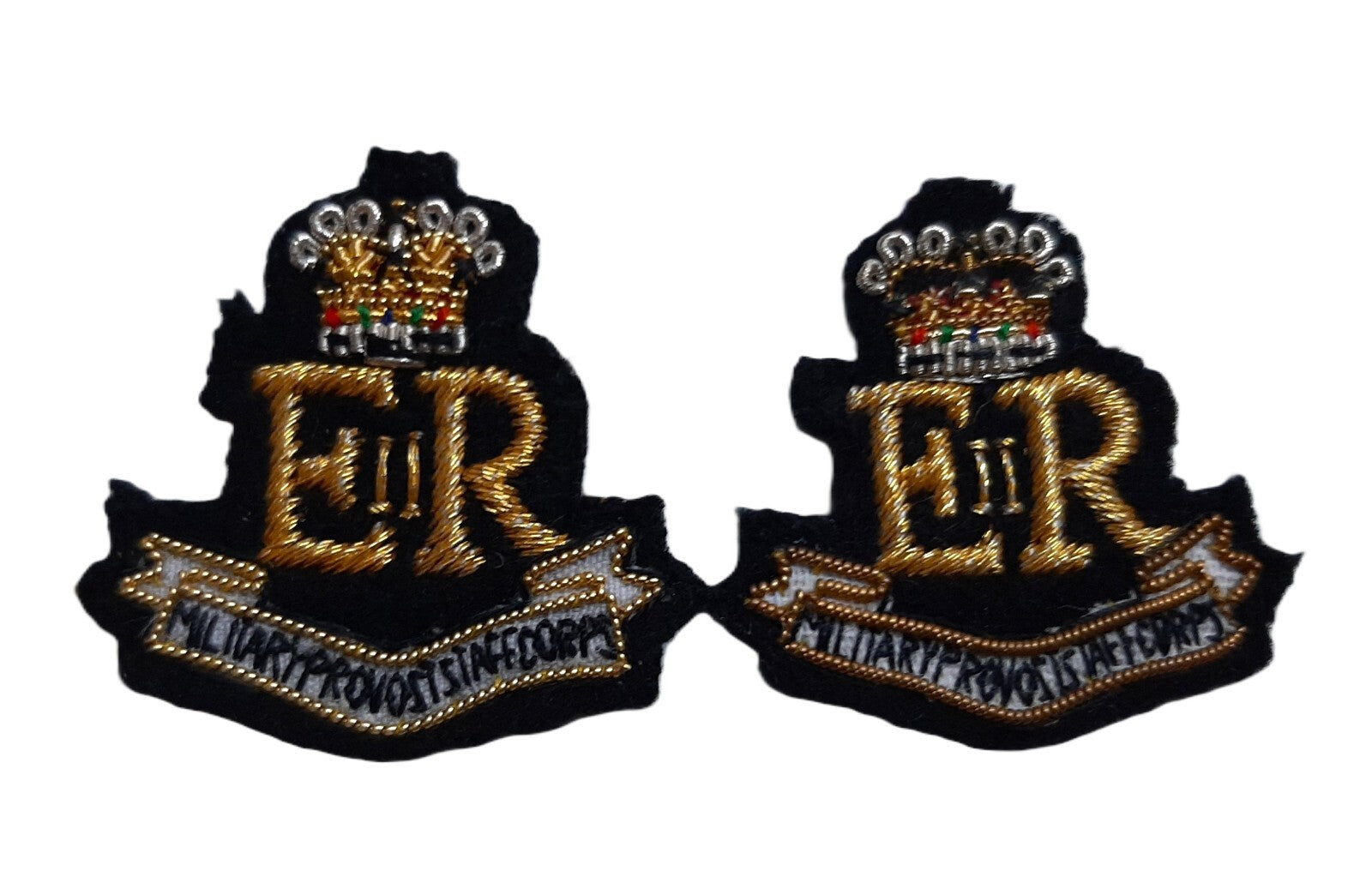 Provost Staff Badges E II R Queens Crown Embroidered British Collar Insignia