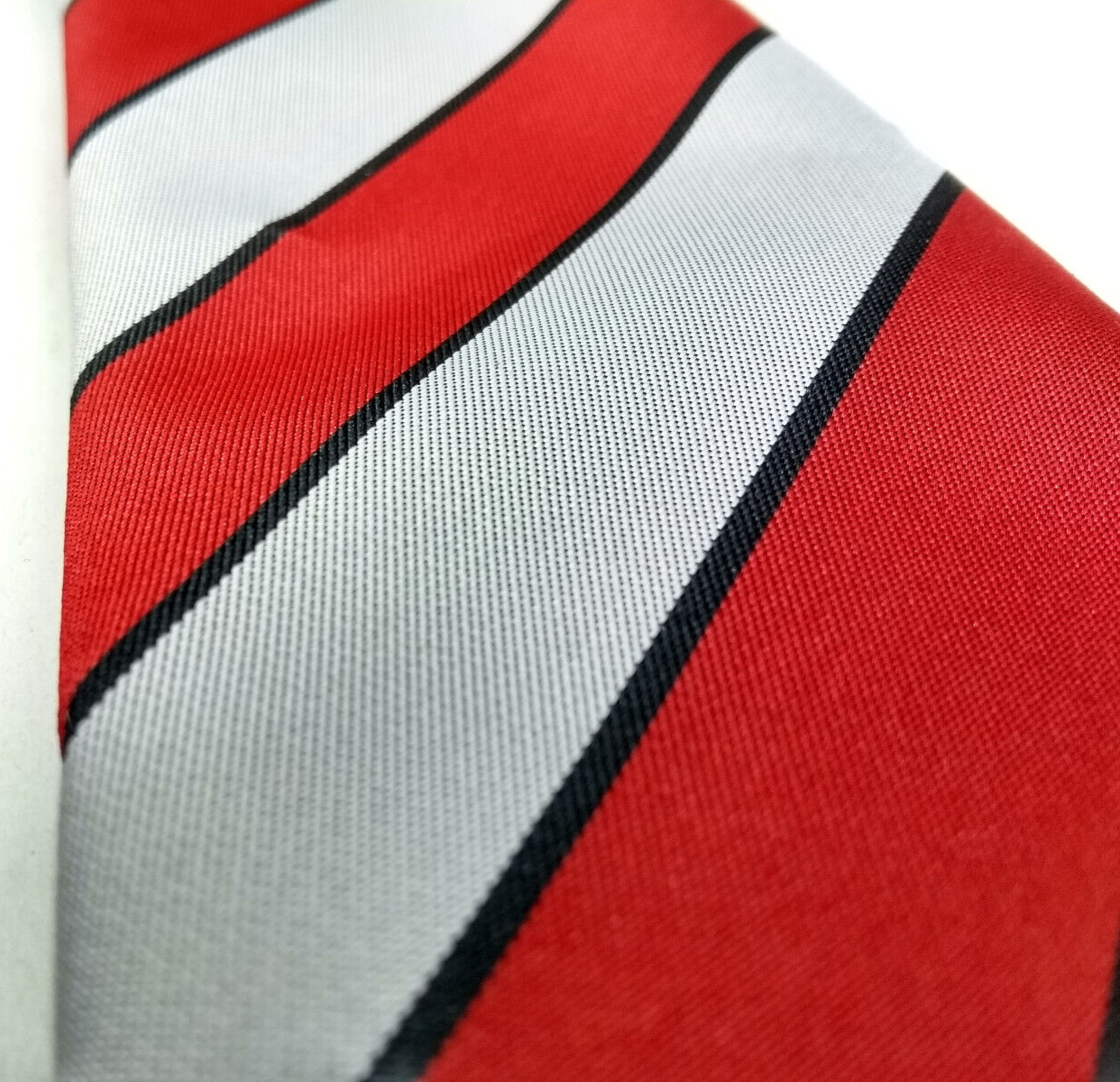 Earlsdon FC ERFC Red Black Grey/White Striped Satin Polyester Tie Charnwood
