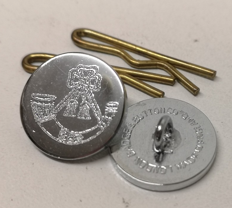 Blazer Buttons Engraved with Light Infantry Insignia 24L Chrome / Silver x20