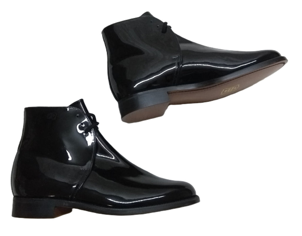 Sanders George Boots Officers Black Patent No Spur Box Housing Size 6