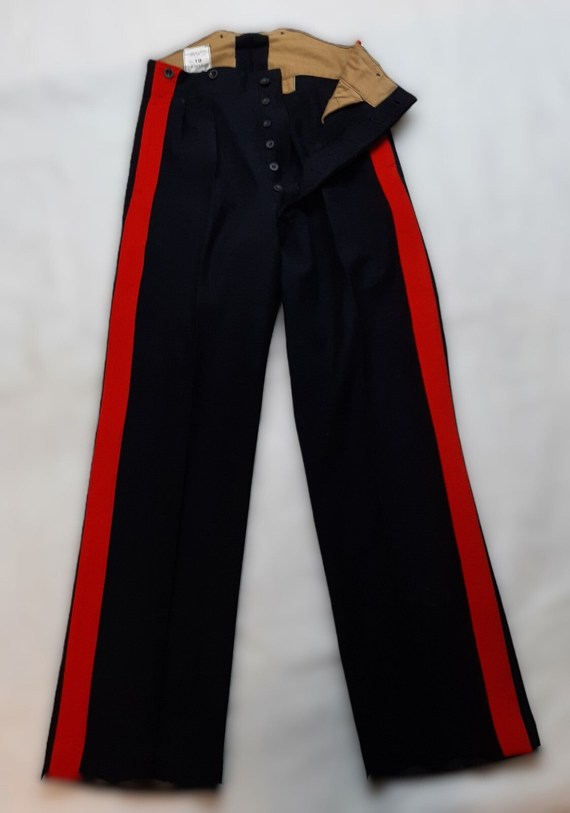 Vintage No1 Trousers 1955 Pattern British Army Red Stripe Blue Other Ranks W32"