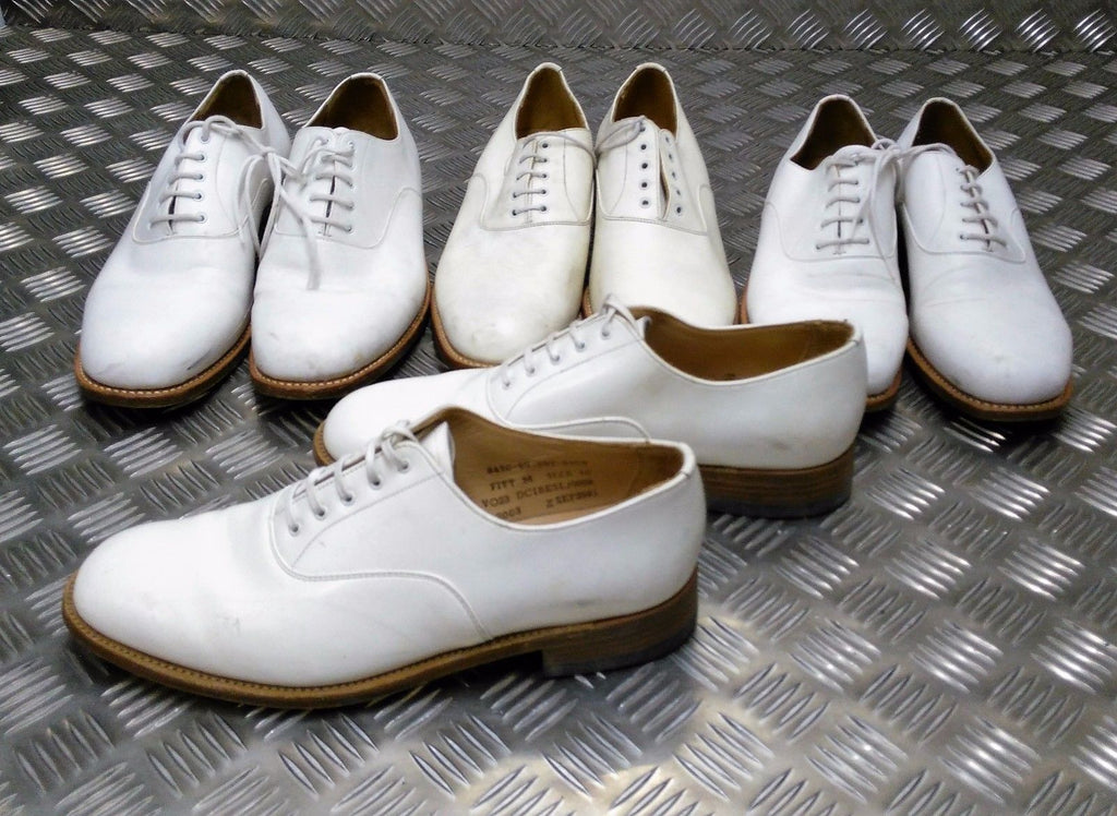 British Navy White Leather Parade / Dress Shoes Mens - Assorted Sizes
