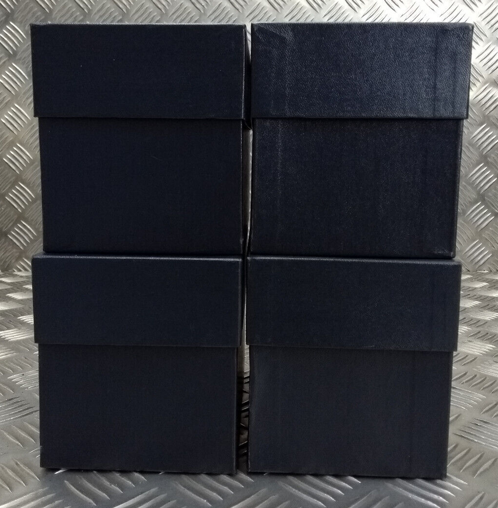 Decorative Blue Gift / Storage Boxes with White Canvas Lining & Removable Lid x4