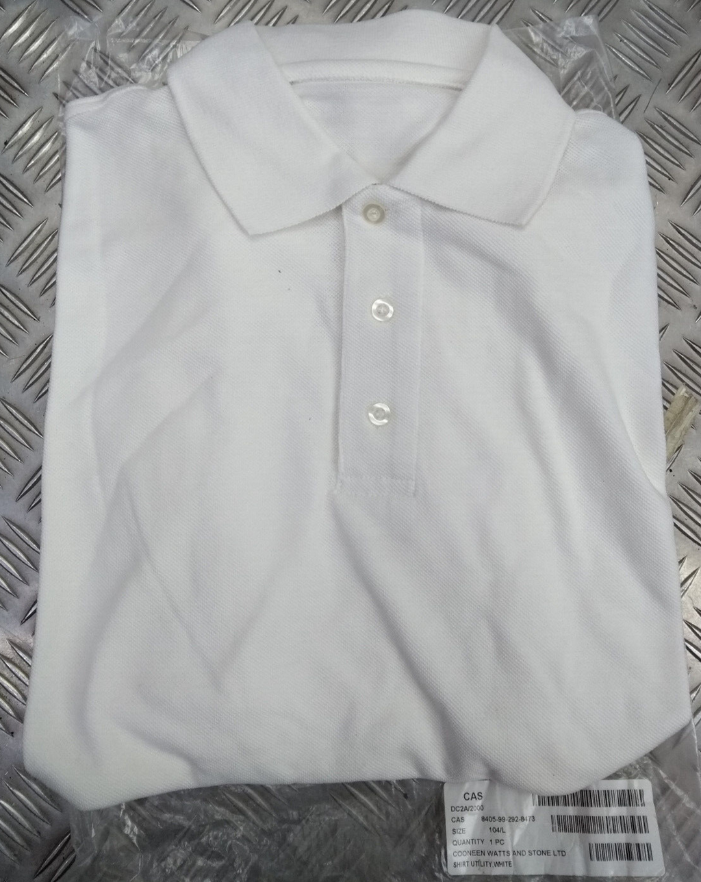 Short Sleeve White Shirt Utility Polo Style Physical Training PT 104cm Large NEW