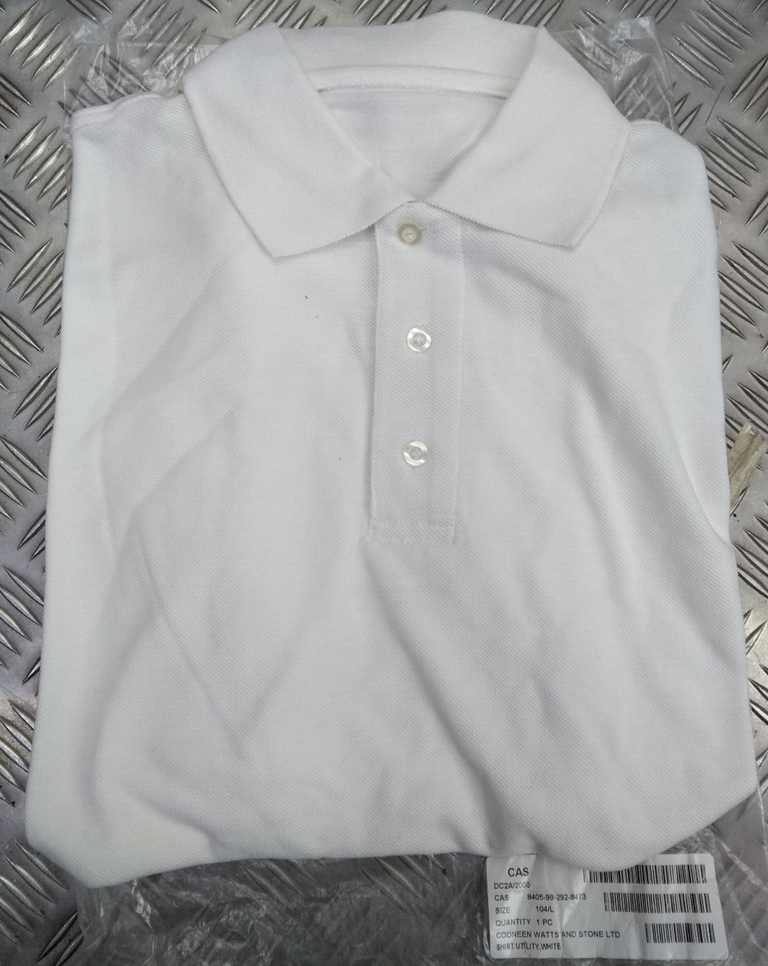 Short Sleeve White Shirt Utility Polo Style Physical Training PT 104cm Large NEW