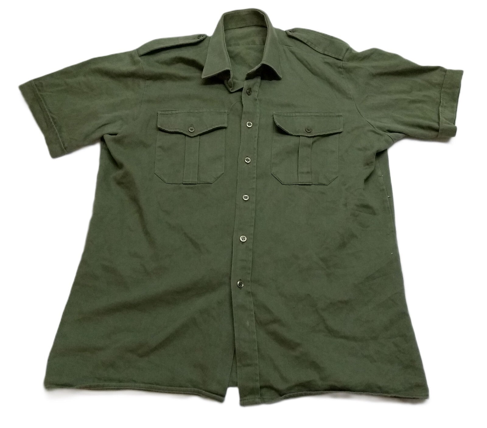 Vintage Combat Shirt Army Olive Green Dress Uniform Short Sleeves Size 15.5