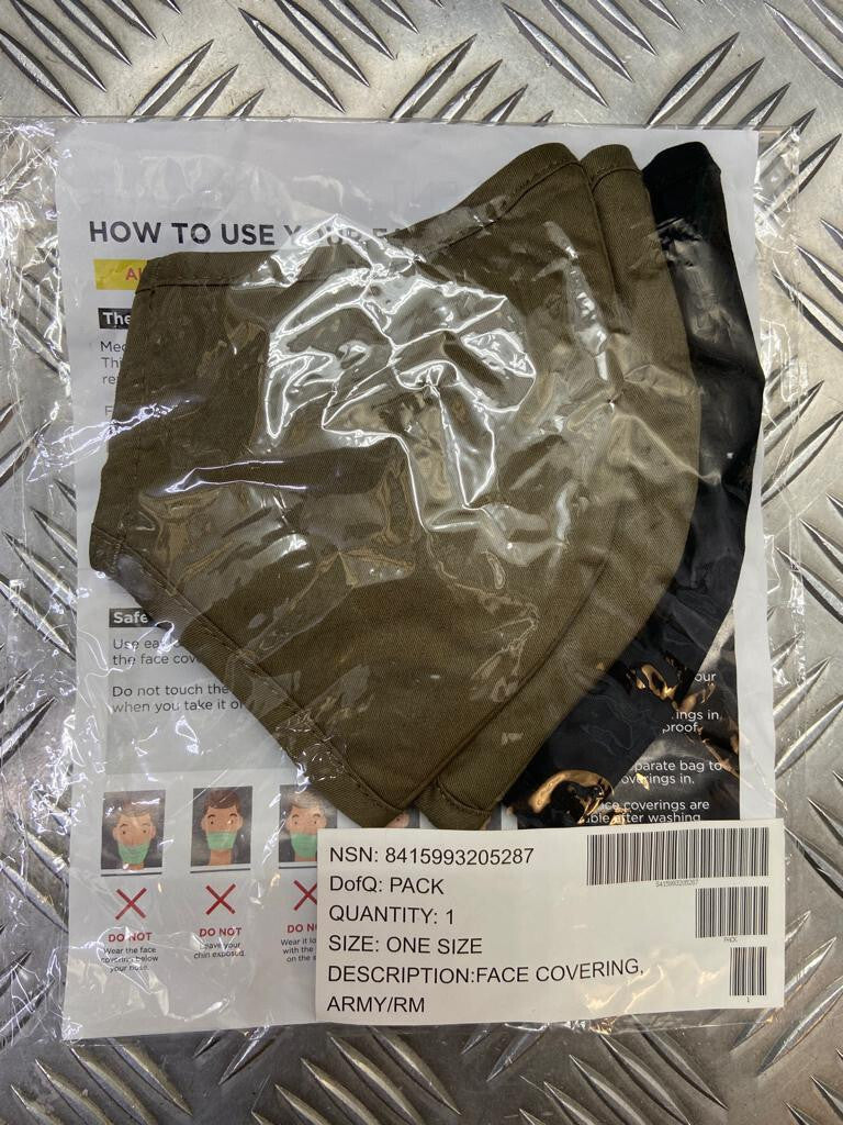 Army RM Face Mask Washable Fluid Repellent Genuine Royal Marines x 3 - NEW