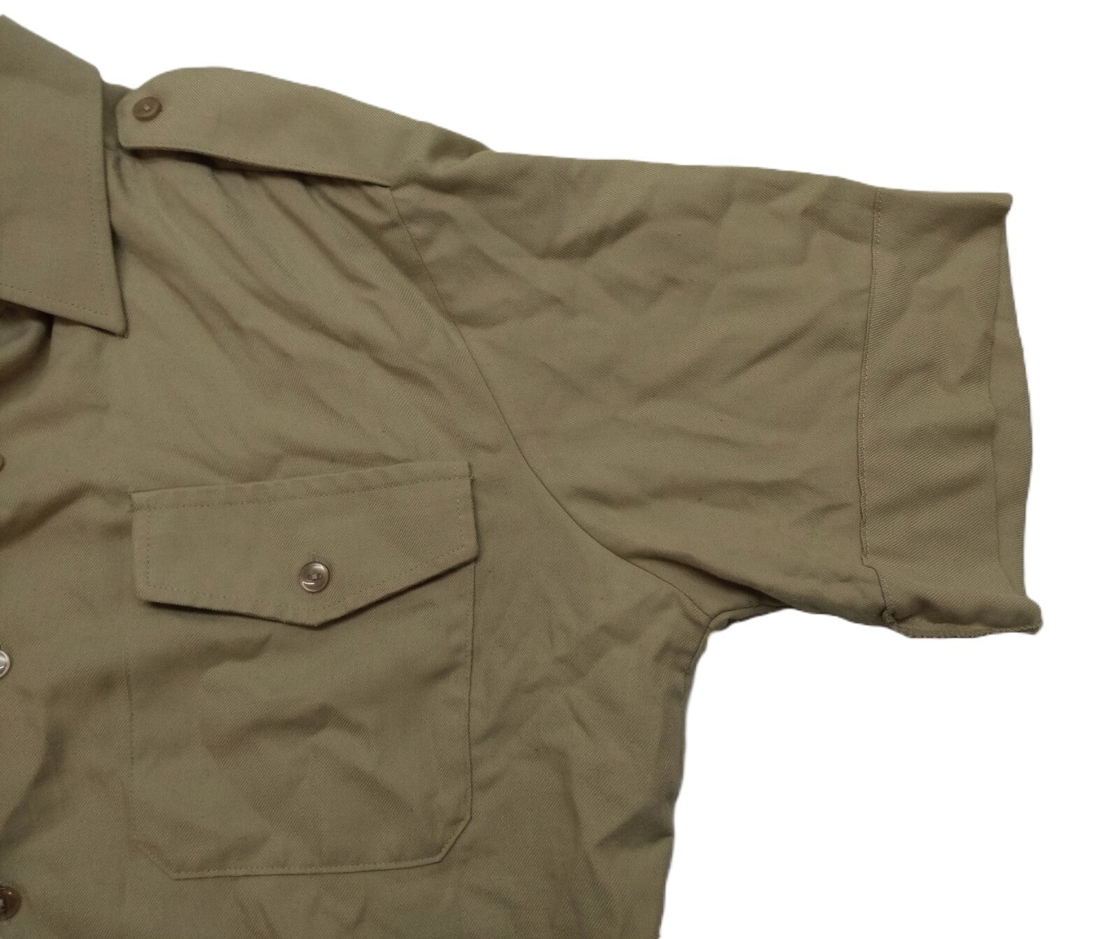 Vintage Combat Shirt Army Style Fawn / Khaki Dress Short Sleeves Size 15.5