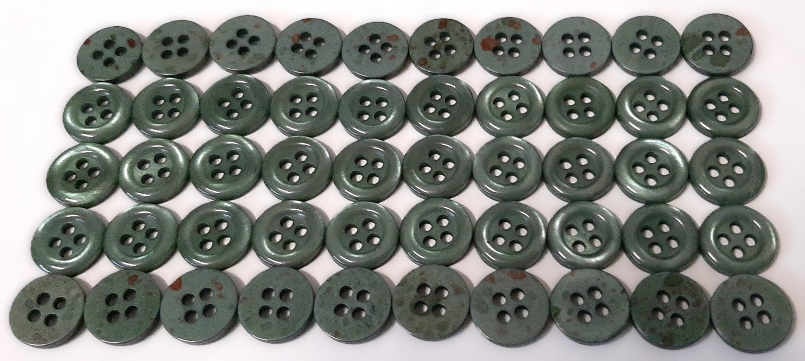 100 Vintage Buttons 4 Hole Shirt / Shank Anchors Pearlesque Green 11mm old Stock
