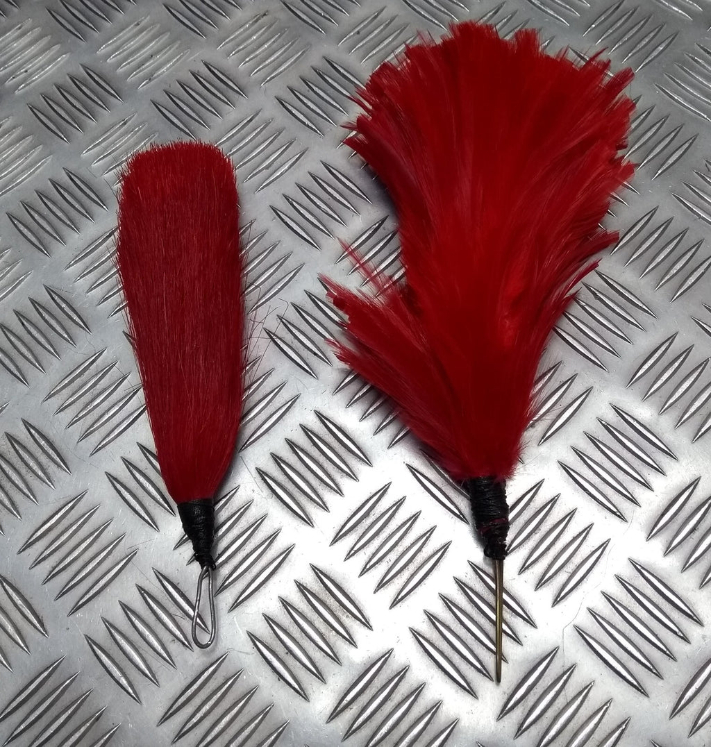 Red Hackles Plumes British Army Issue Horse Hair and Feather Type 1 of Each