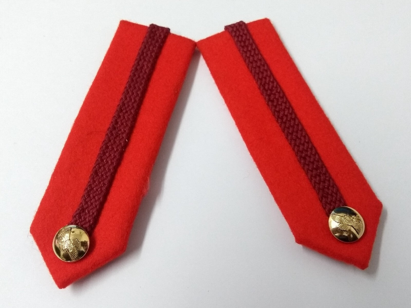 SNR Rank Gorgets Scarlet Red Melton & Maroon Braid Detail For Senior Officers