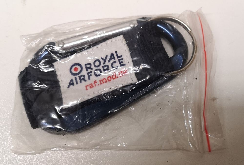 Blue Aluminium Carabiener with Ring on Nylon Webbing Keyholder
