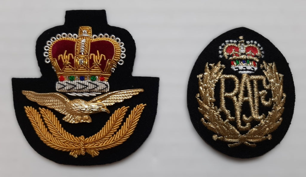 Hat Badges RAF Royal Air Force OFC and OA Embroidered for Dress / Visor Caps