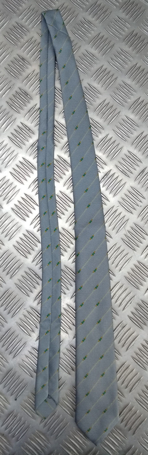 Yellow Striped Grey Tie with Unidentified Green & Yellow Symbol Pattern - NEW