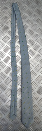 Yellow Striped Grey Tie with Unidentified Green & Yellow Symbol Pattern - NEW
