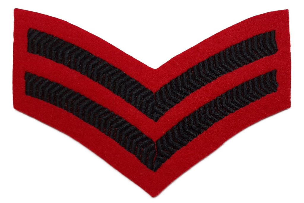 10 Army Chevrons Green on Red Felt British Corporal Rank Stripes Job Lot