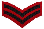 10 Army Chevrons Green on Red Felt British Corporal Rank Stripes Job Lot
