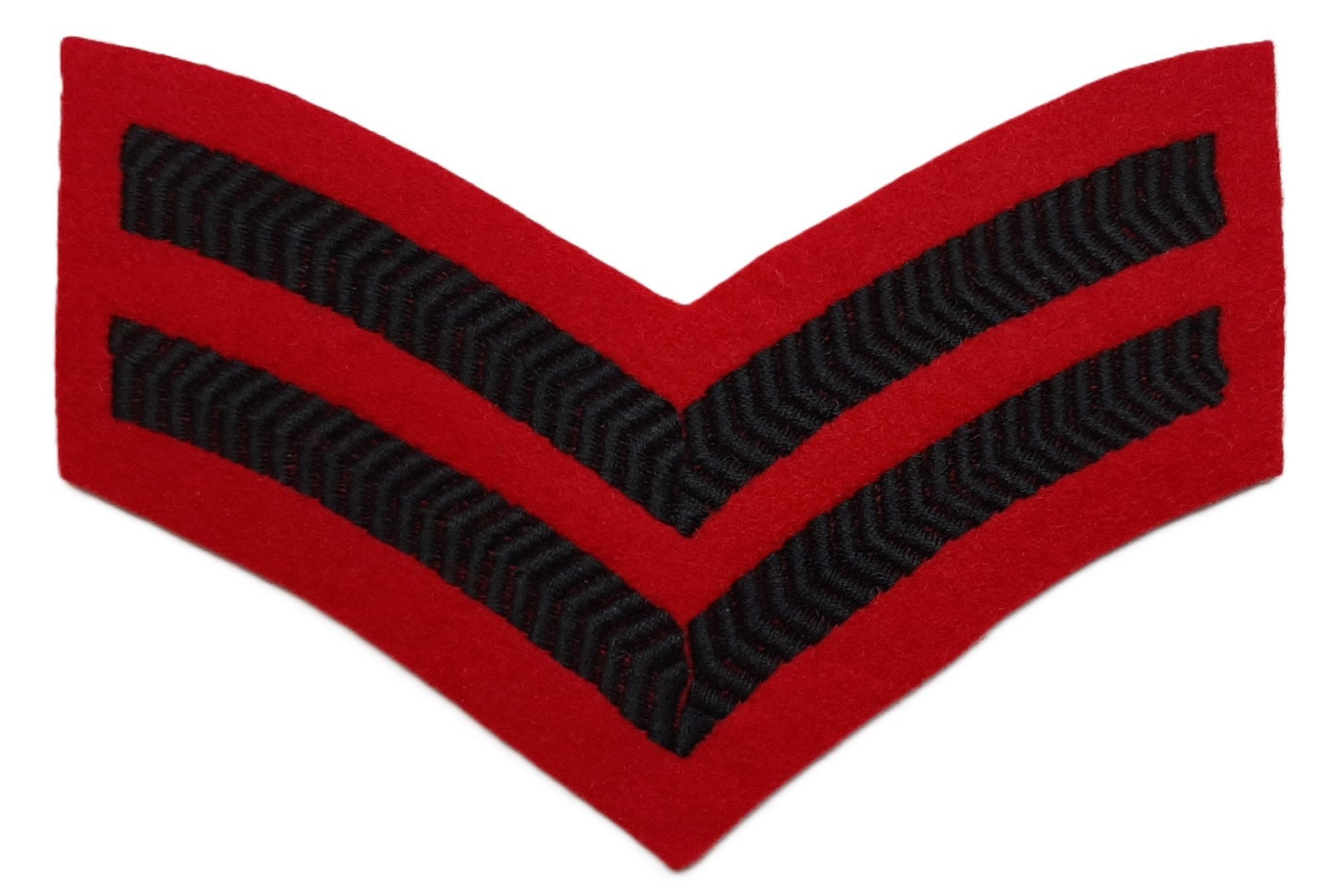 10 Army Chevrons Green on Red Felt British Corporal Rank Stripes Job Lot