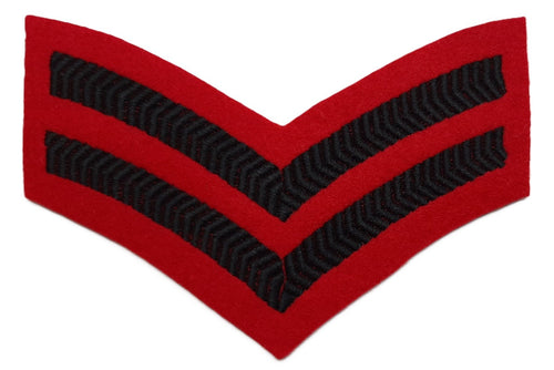 10 Army Chevrons Green on Red Felt British Corporal Rank Stripes Job Lot