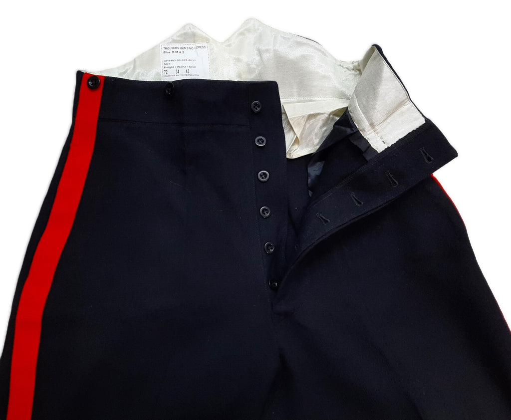 No1 Dress Trousers British Army Blues Pattern RMAS With 1" Red Stripes W34"