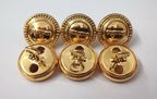 Genuine Gold Looped Back Officers Rope Edged 15mm Buttons V1476 X6