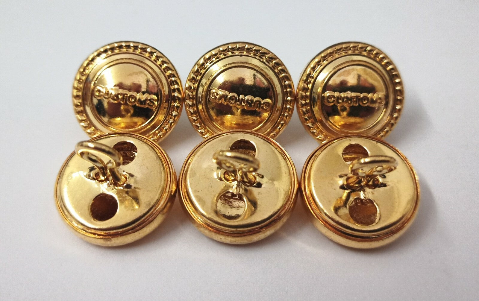 Genuine Gold Looped Back Officers Rope Edged 15mm Buttons V1476 X6
