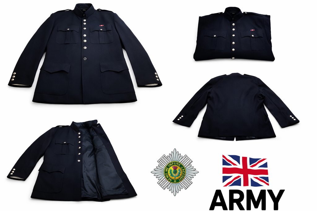 British Army Scots Jacket Vintage No1 Blue Dress Coat Chest Size 47"