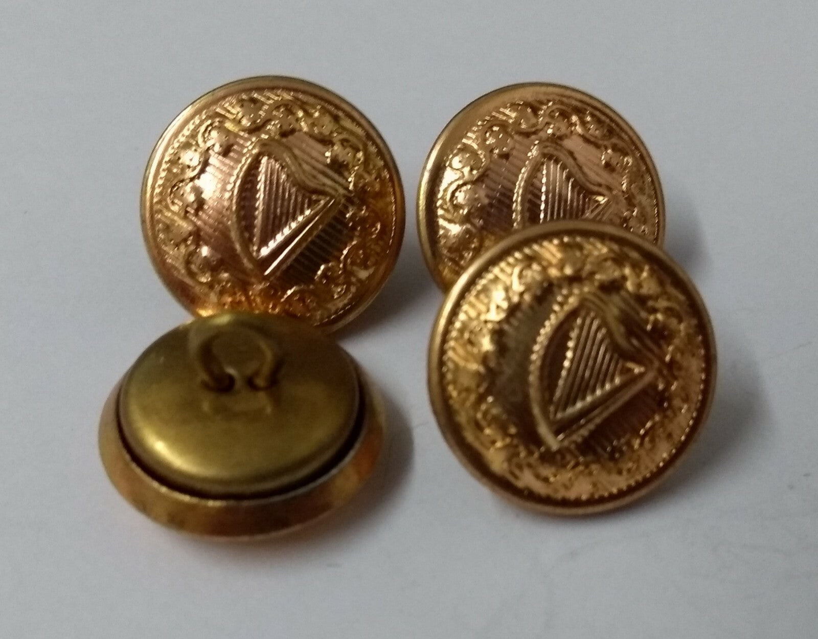 Vintage Irish Harp Decorative Ring Buttons x 4 ASBT196