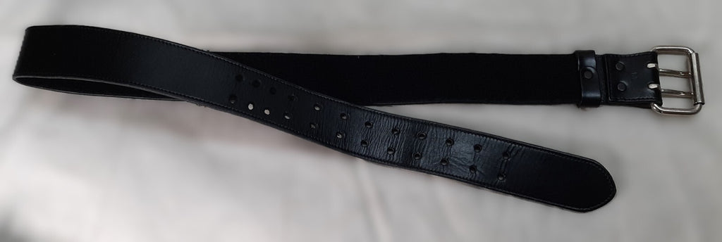 2" Utility Belt Full Grain Lined Leather Nickel Plated Double Prong Buckle