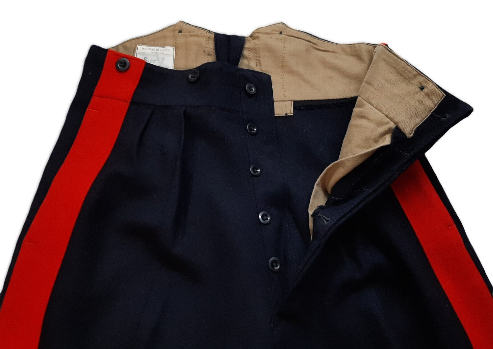 Vintage No1 Trousers 1957 Pattern British Army Red Stripe Blue Other Ranks W31"