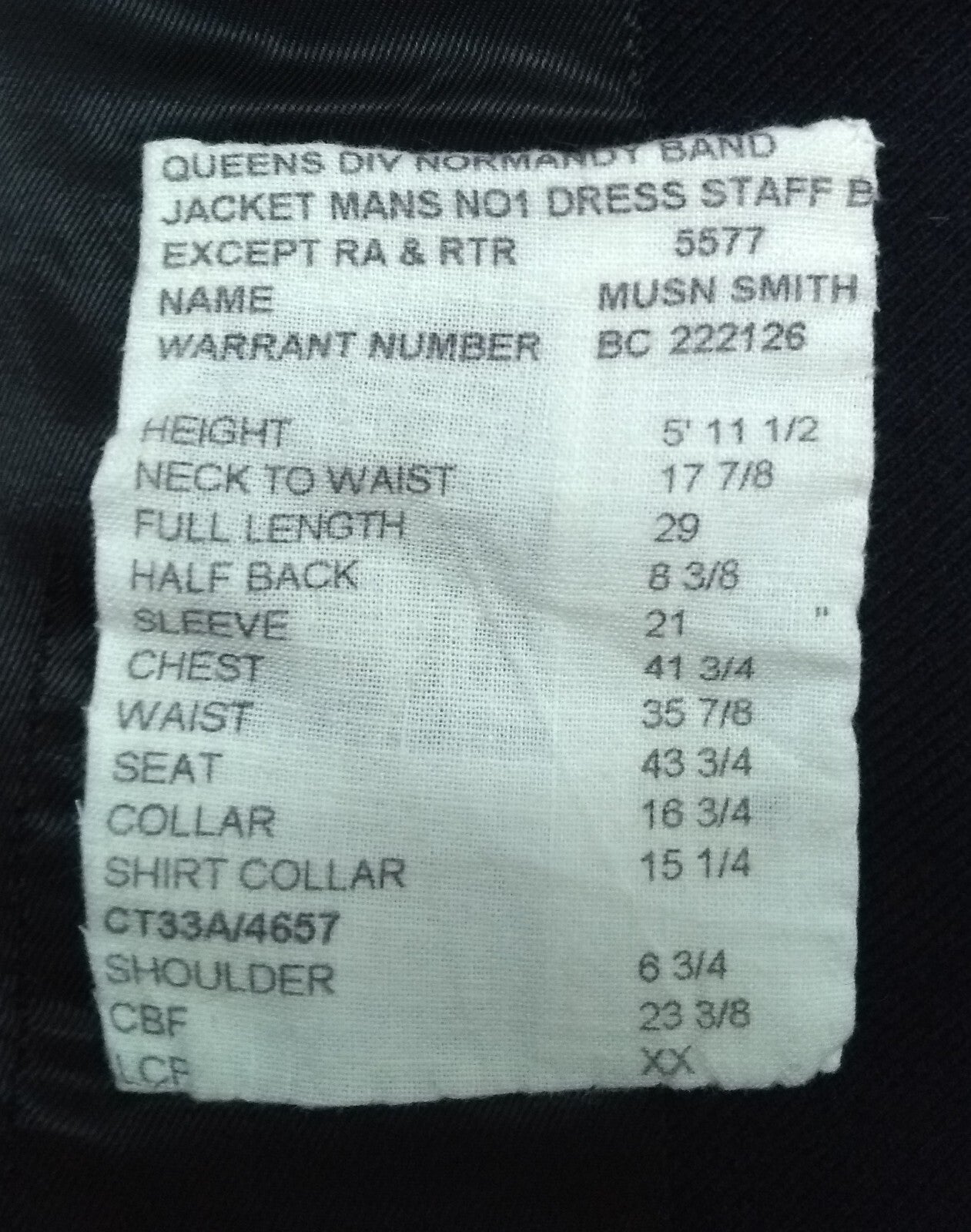 No1 Queens DIV Normandy Band Jacket British Army Uniform Bandsman Dress Tunic