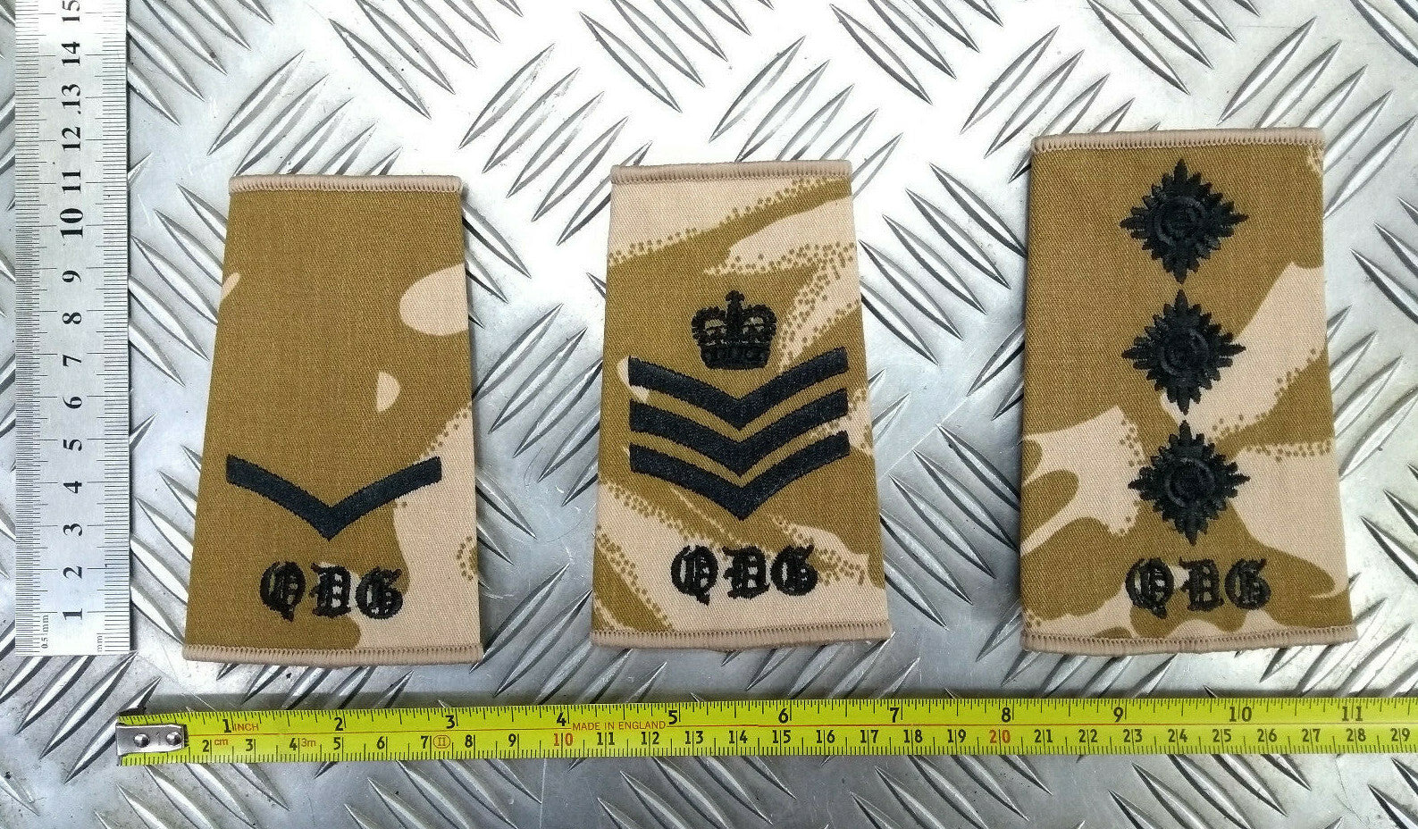 Desert Camo Queen's Dragoon Guards QDG Rank Slides Genuine British Army - NEW