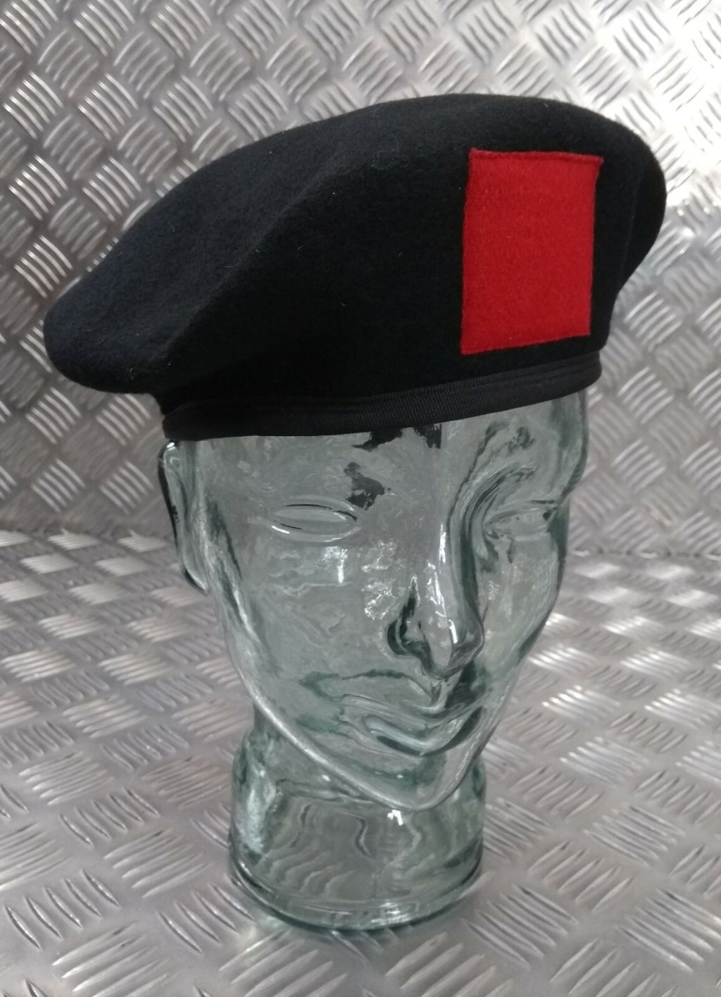 Black Wool Beret H&S with Red Tab Patch Size 61cm