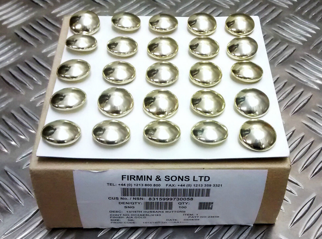 High Quality Gold Coloured Anodized High Sheen Plain Metal Dome Buttons x2- NEW