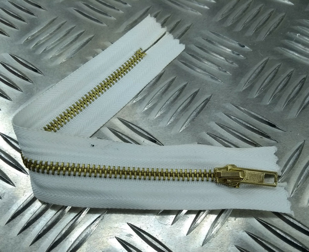 Genuine British White 20cm Closed End Metal Zip Zipper